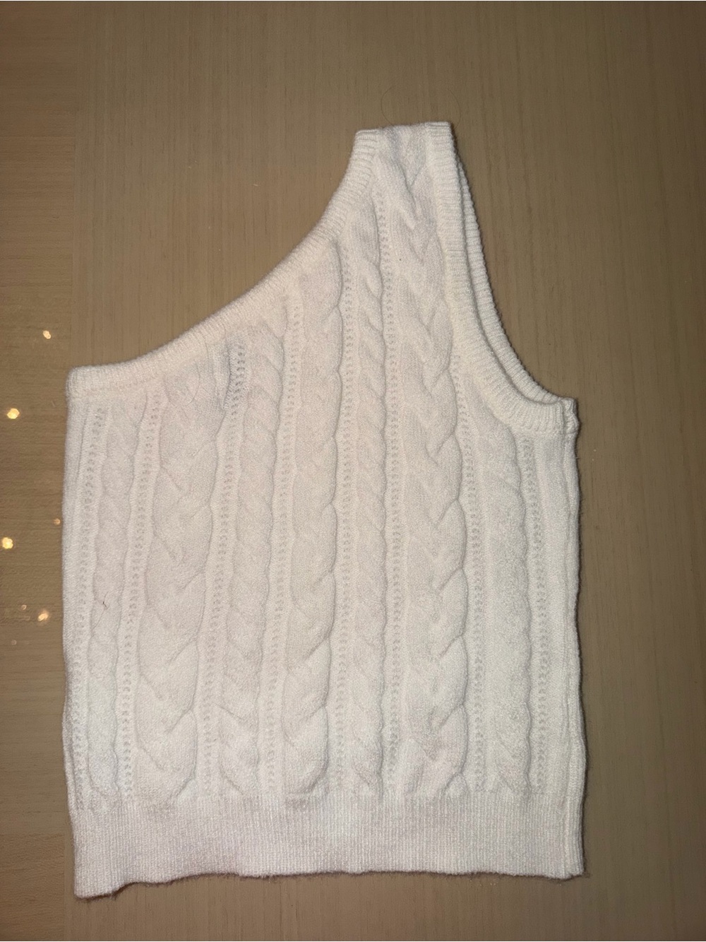 Hello Molly Women’s One-Shoulder Cable Knit Sweater Tank - White